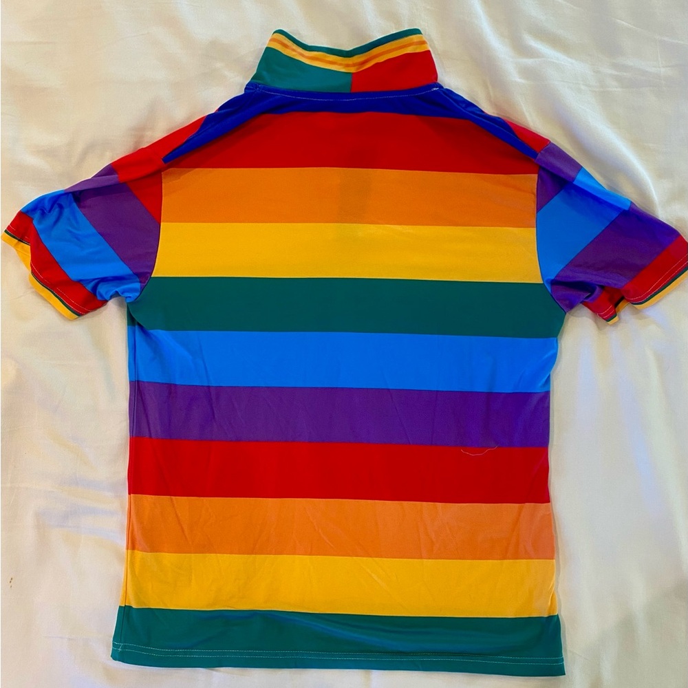 Pride inspired striped Polo Shirt - Picture 3 of 3